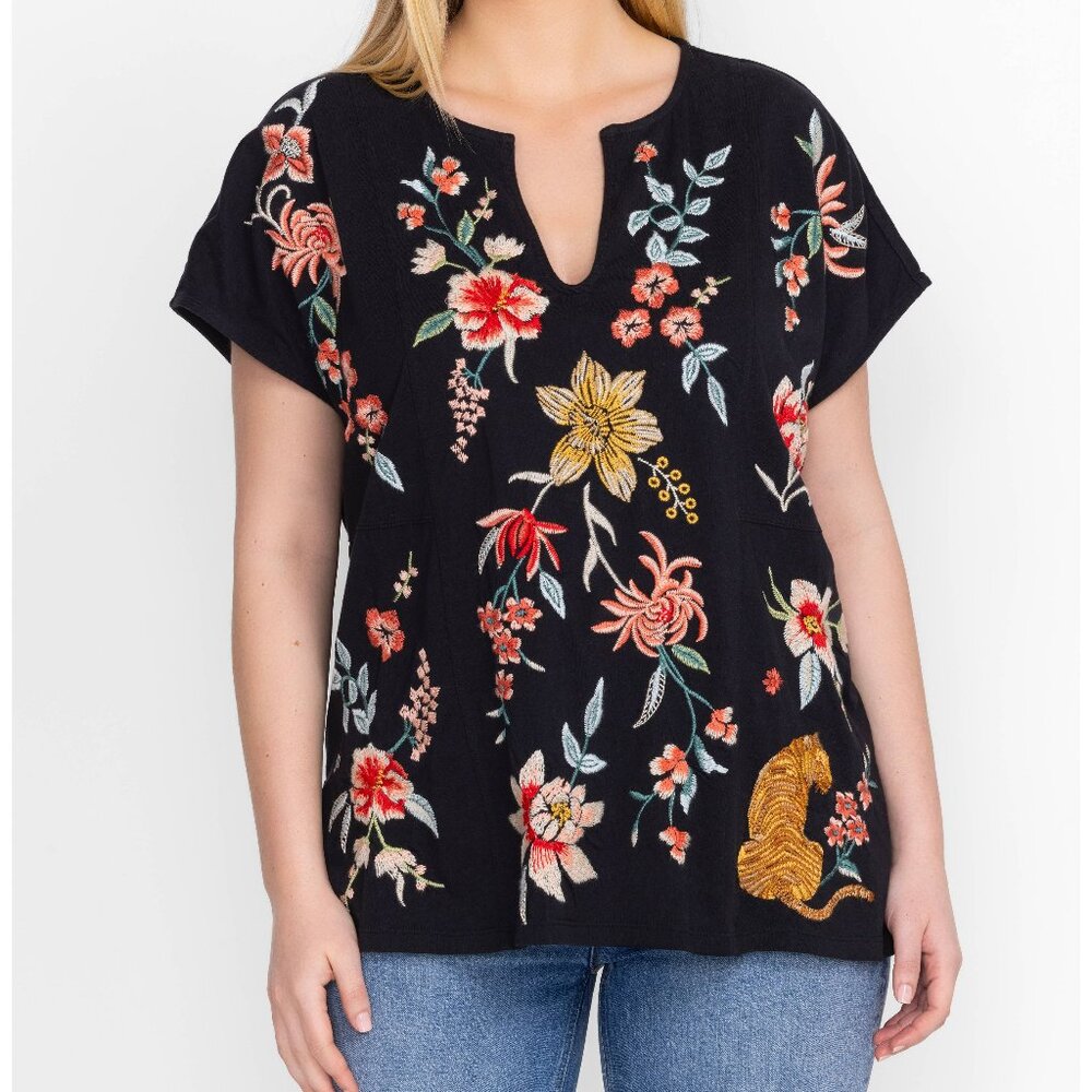 Johnny Was Andrean Paneled Knit Tee S
